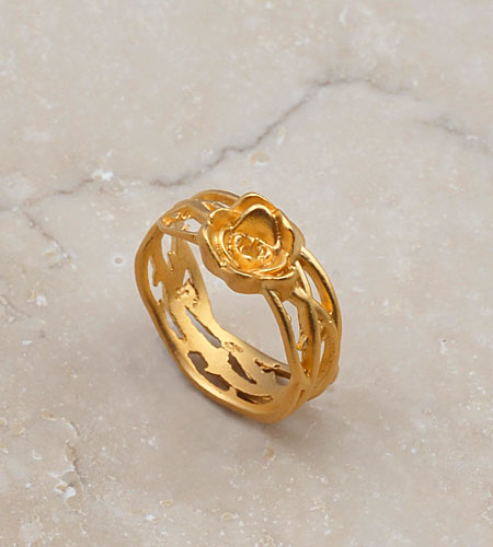 eco friendly Little Rose Ring in Gold, Reclaimed Sterling Silver, Gold Vermeil